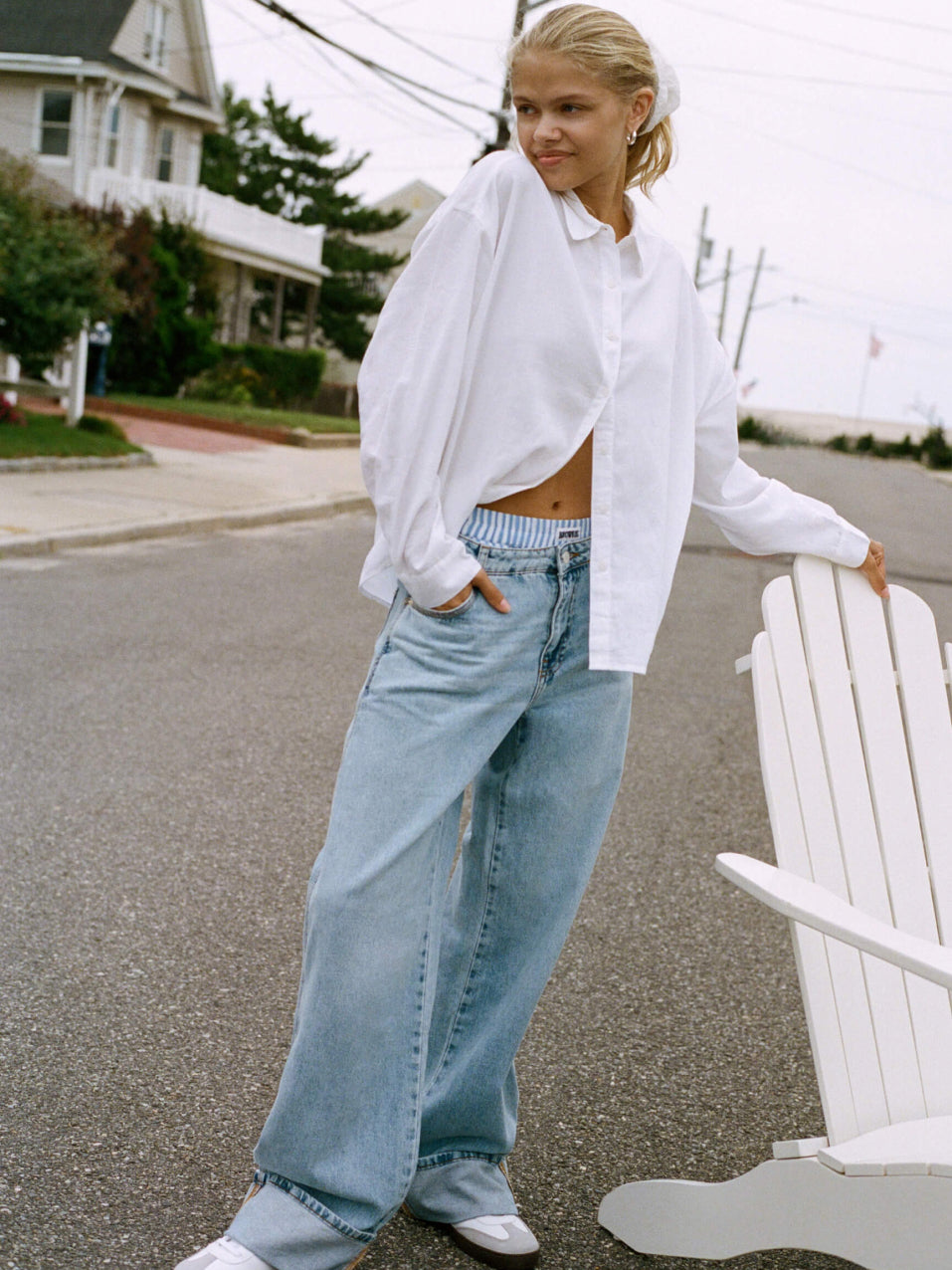 Outfit jeans rectos mujer