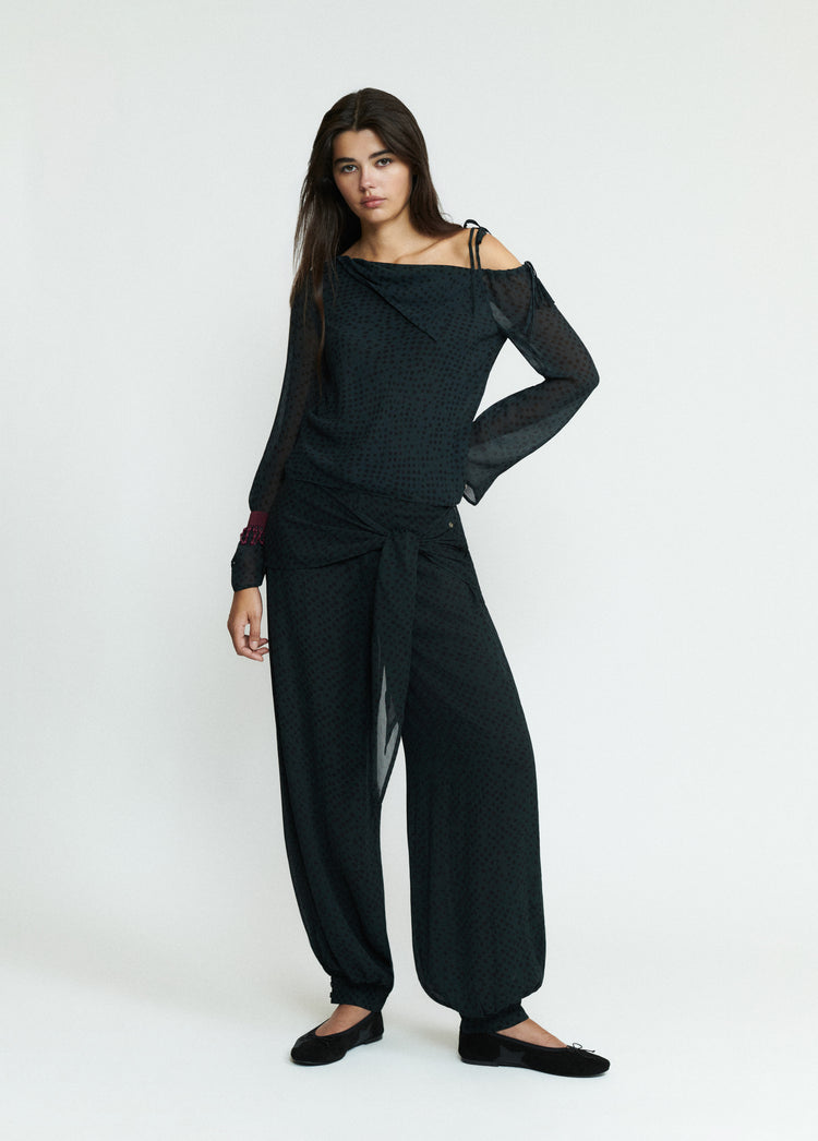 Pantalon bouffant à lien à la taille