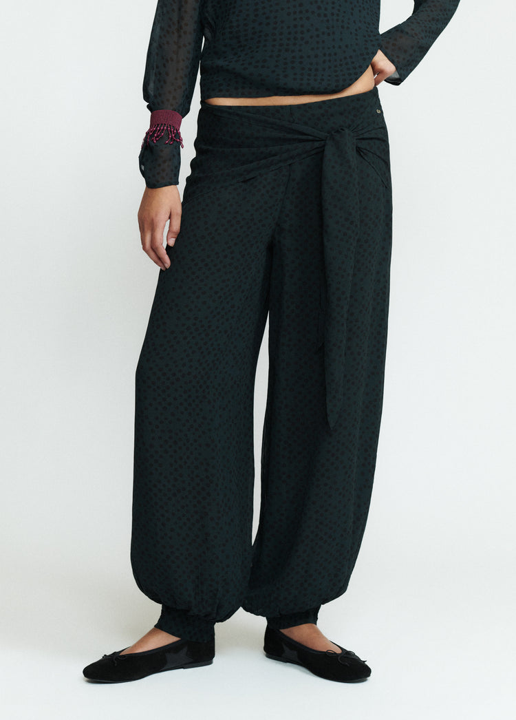 Pantalon bouffant à lien à la taille