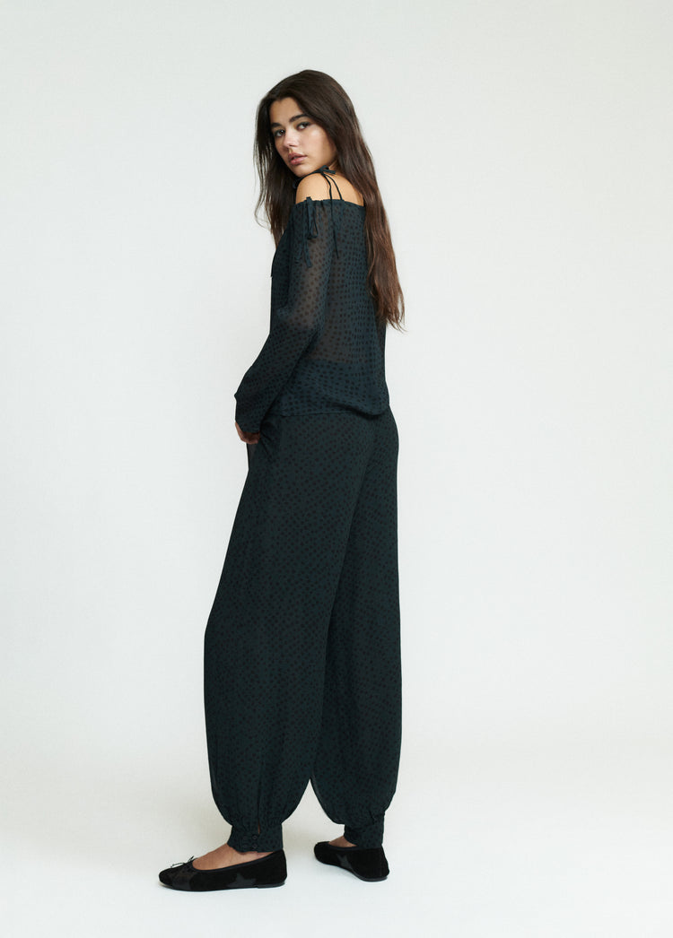 Pantalon bouffant à lien à la taille