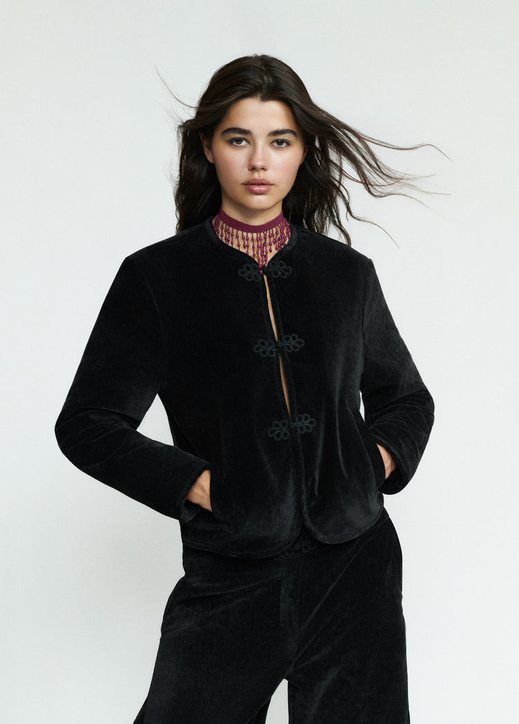 Velvet toggle jacket