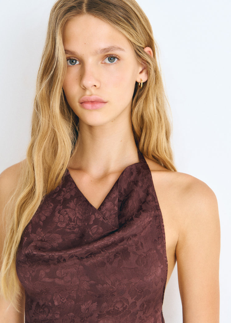 Top halter tejido jacquard