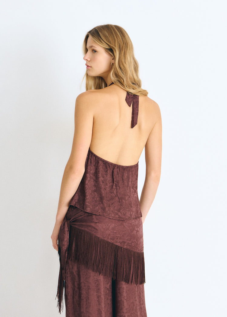 Top halter tejido jacquard