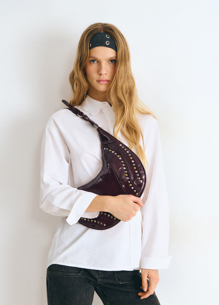 Mixed-stud shoulder bag