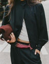 Gathered bomber jacket with buttons