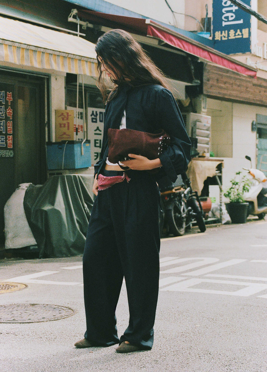 Gathered bomber jacket with buttons