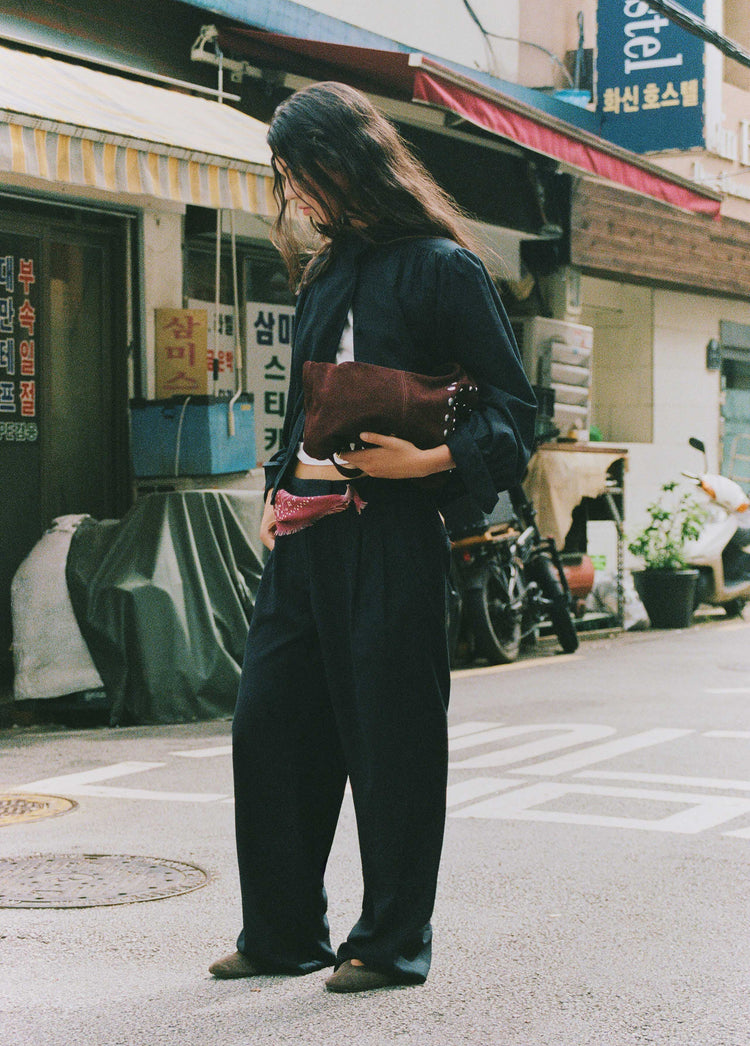 Gathered bomber jacket with buttons