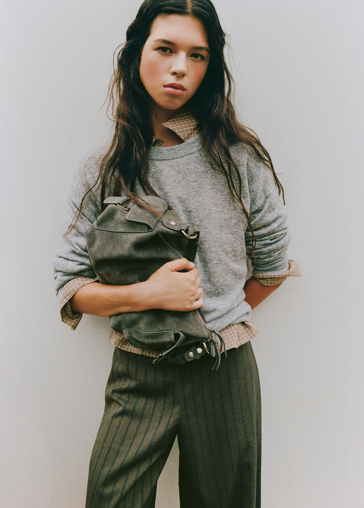 Wide waistband striped pants