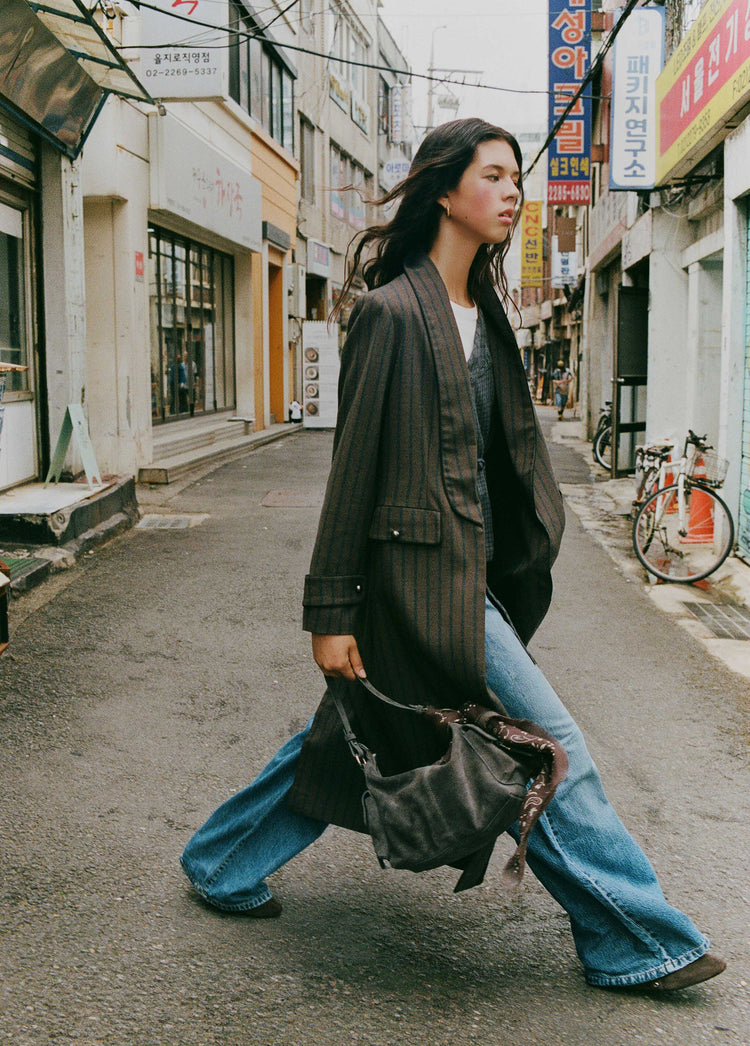 Long striped vest coat