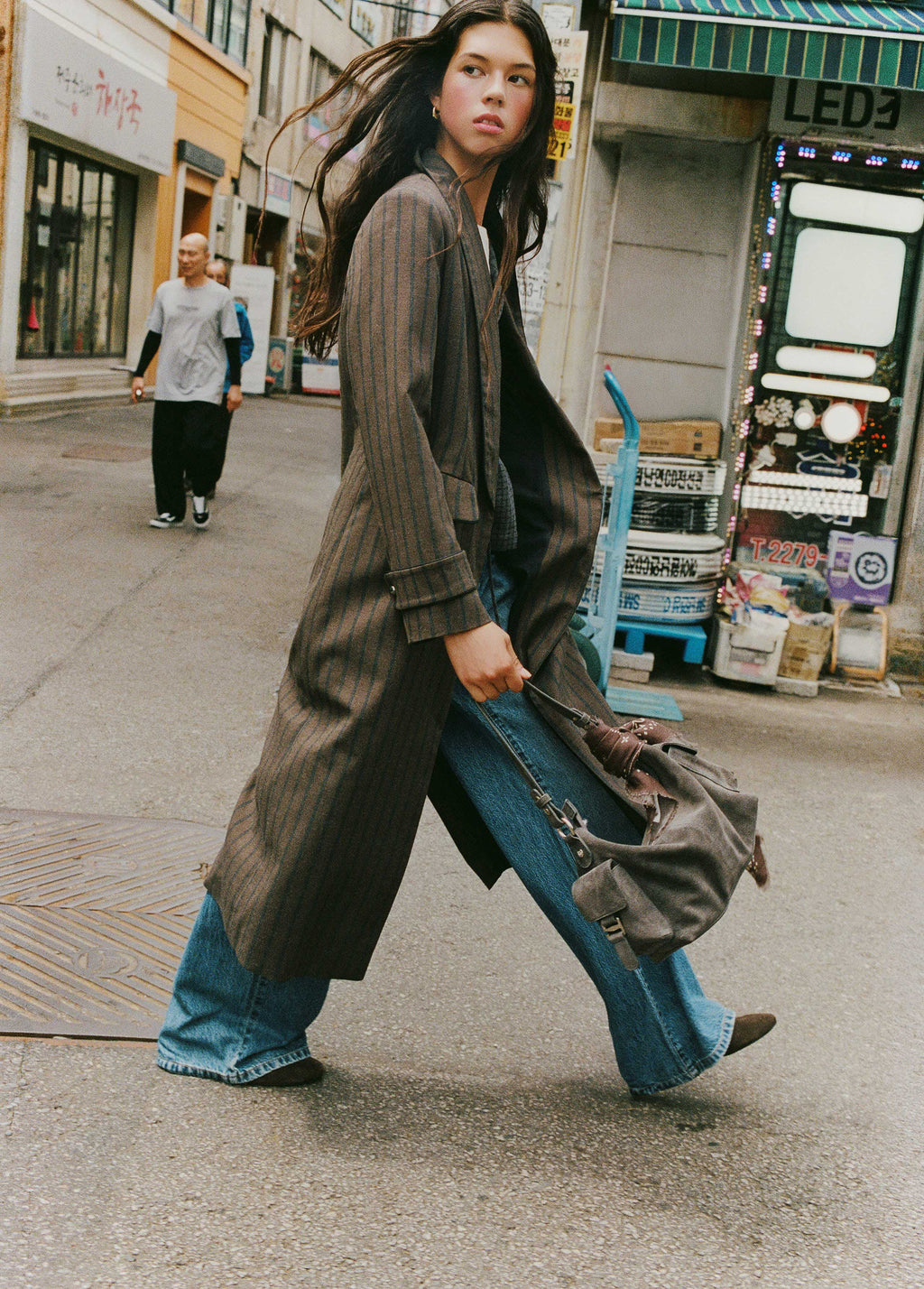 Long striped vest coat
