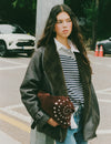 Reversible faux-leather biker jacket