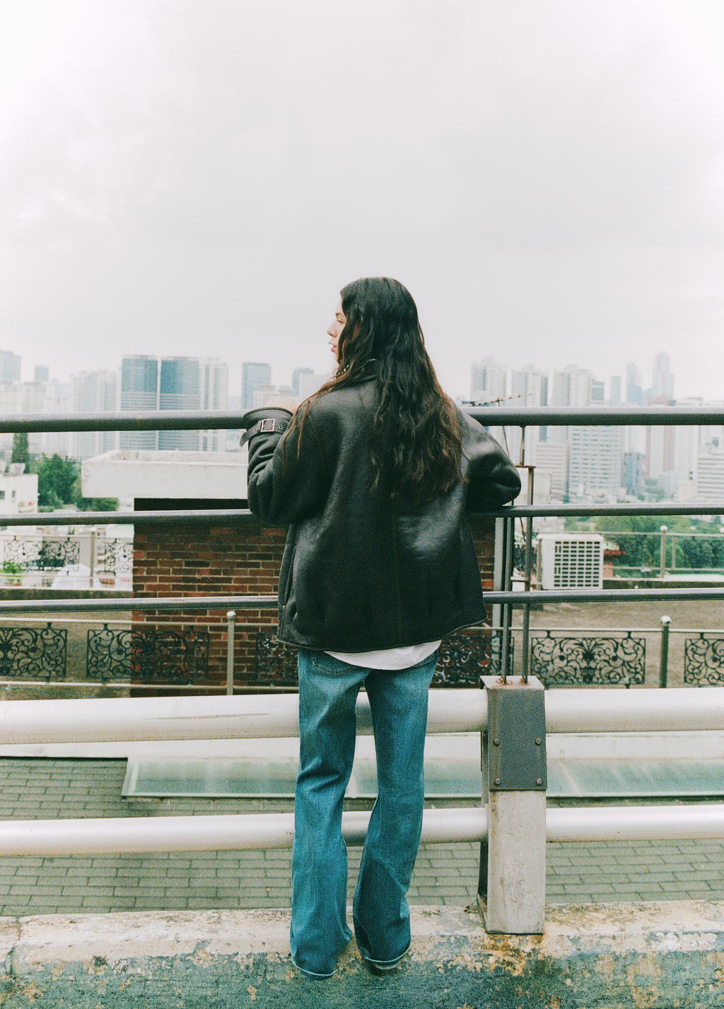 Reversible faux-leather biker jacket