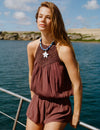 Mono corto cuello halter crochet