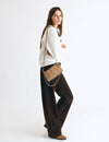 Floral-studded flap bag
