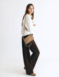 Floral-studded flap bag