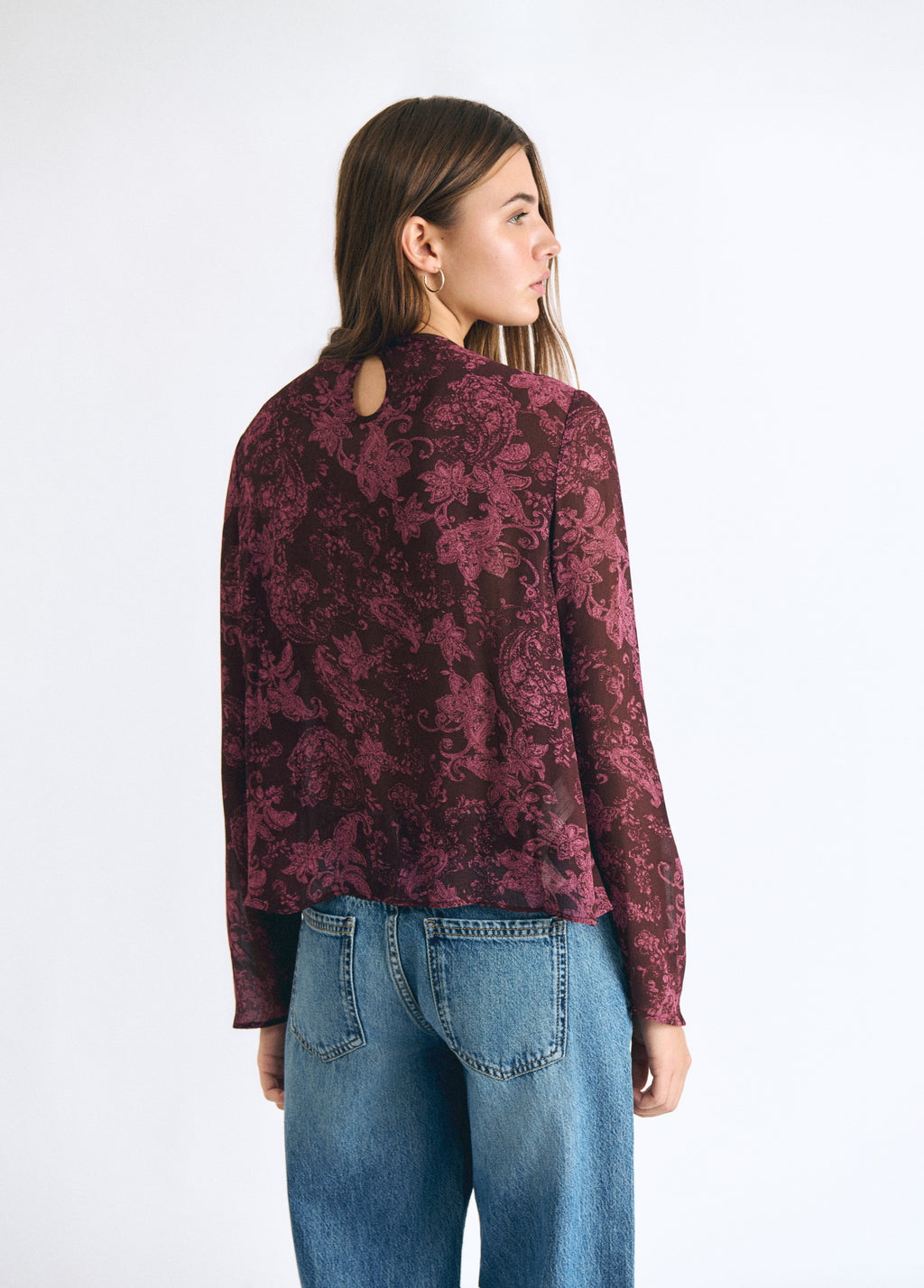 Printed blouse with front opening