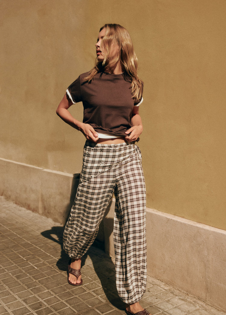 Plaid harem Trouser with scarf