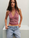 Striped halter knit top