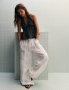 Linen harem pants with studded detail