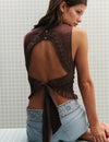 Top de crochet com costas descobertas