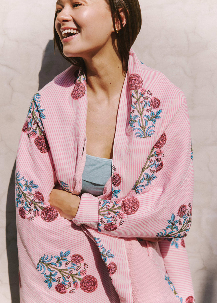 Floral striped pareo towel