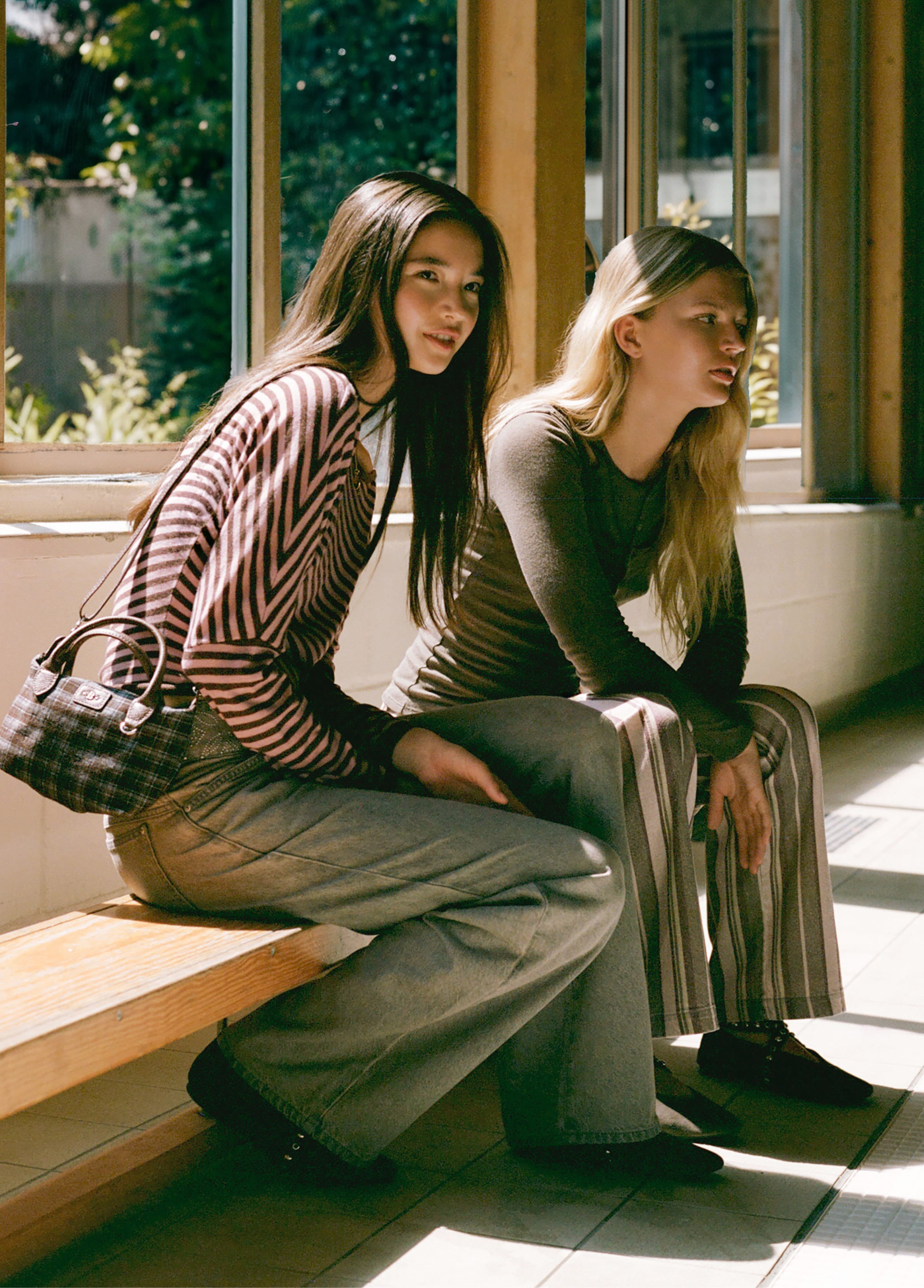 Asymmetric striped sweater