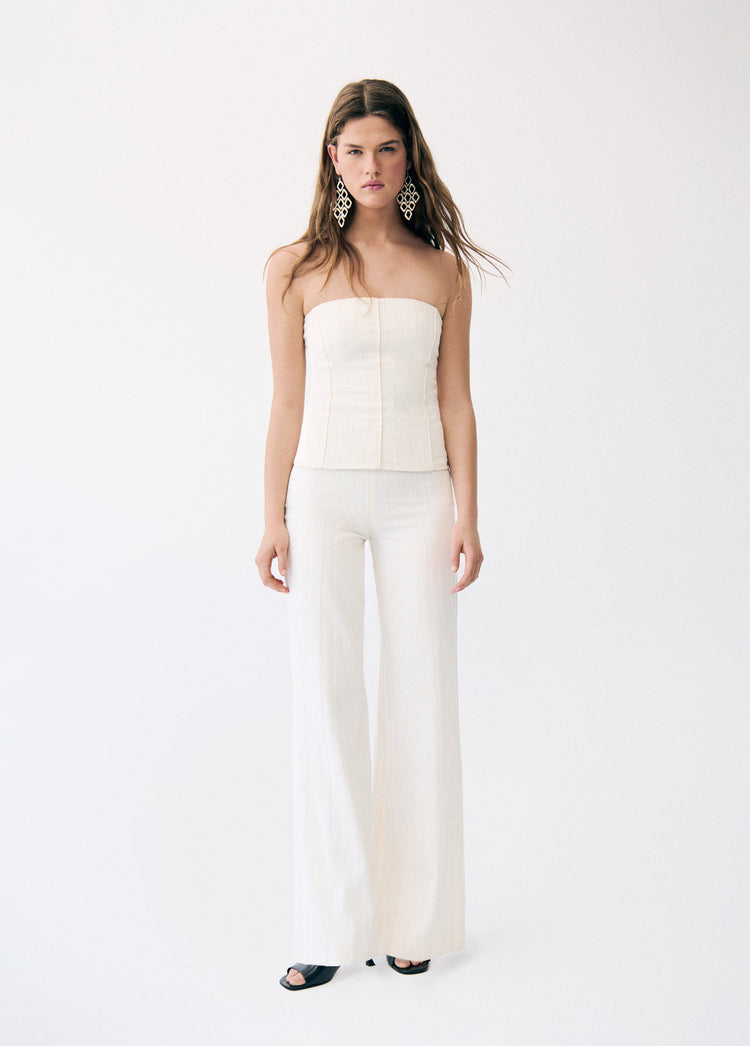 Low-rise textured knit pants