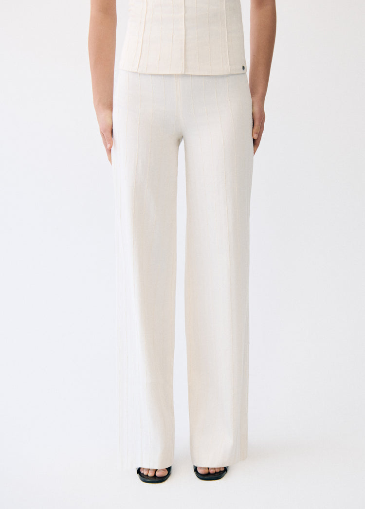 Low-rise textured knit pants