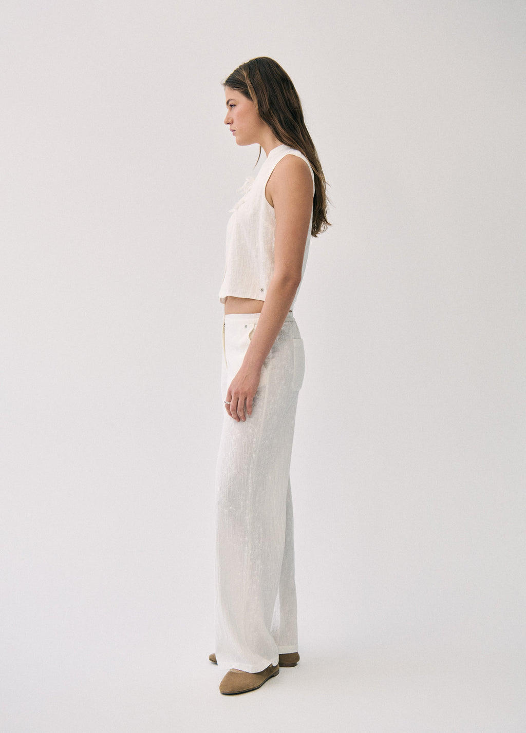 Pantalon droit brodé