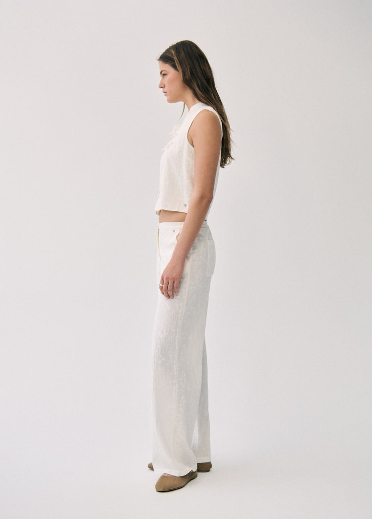 Straight embroidered pants