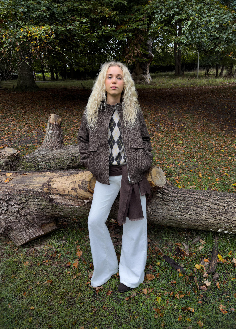Herringbone wool bomber jacket