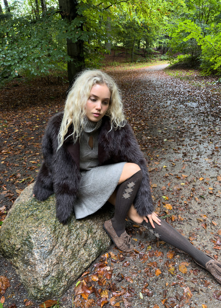 Reversible faux-fur coat