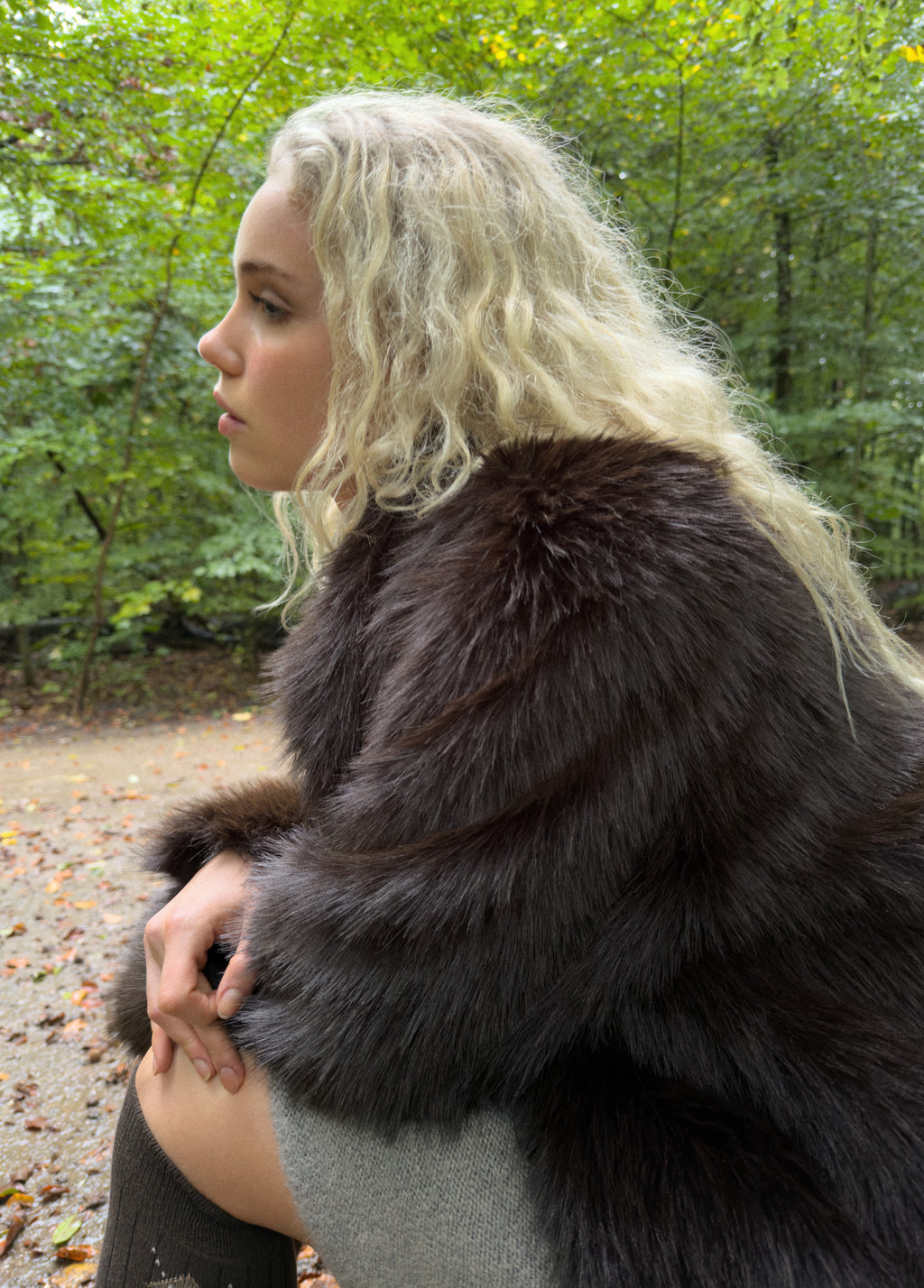 Reversible faux-fur coat
