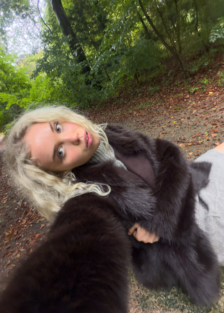 Reversible faux-fur coat