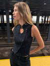 Corduroy striped button-up top