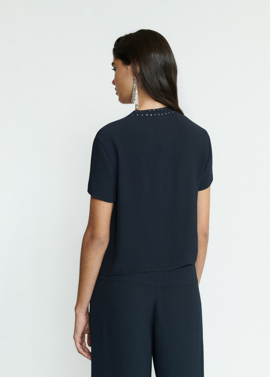 Kurzarmbluse mit Nieten-Detail