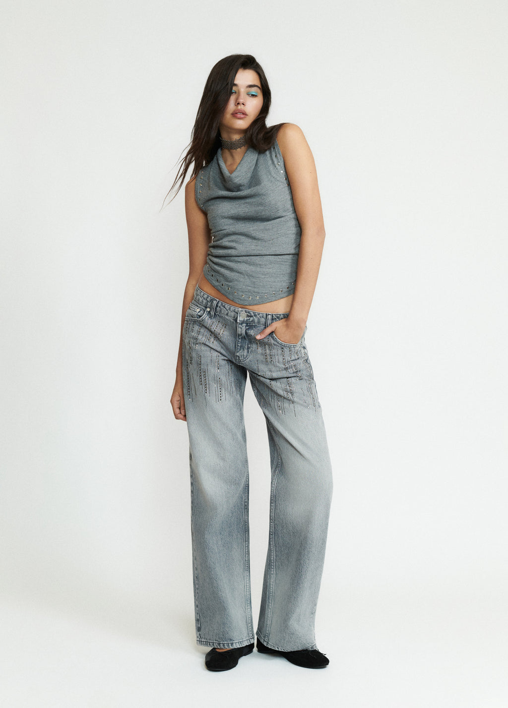Studded ruched top