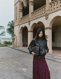 Faux-leather bomber jacket with buttons