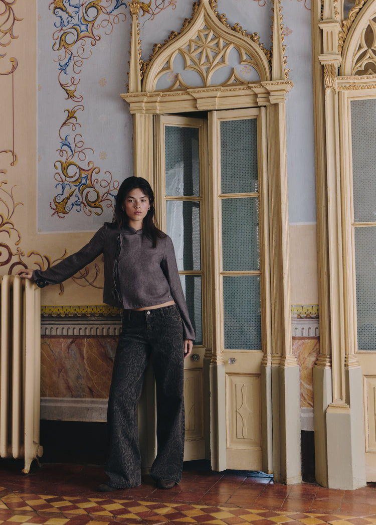 Gerade geschnittene Hose mit Animalprint