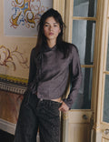 Jacquardblouse met strikdetails