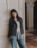 Striped button-up wool jacket