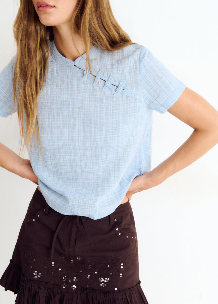 Checked blouse with Japanese detail