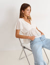Short sleeve blouse with ruffles