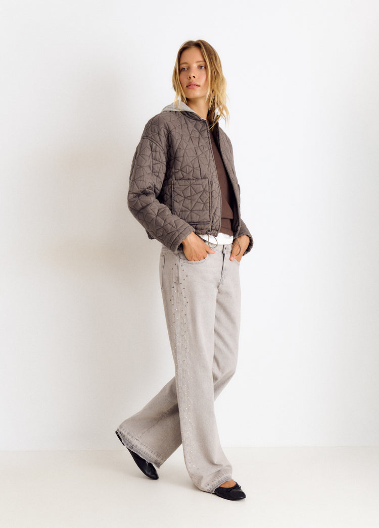 Washed-effect star and hooded jacket