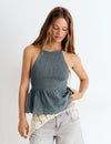 Top de alças com smock