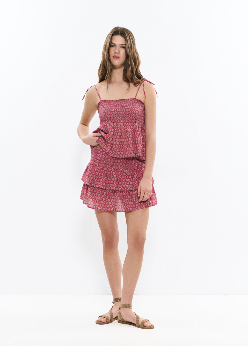 Printed ruffled skirt
