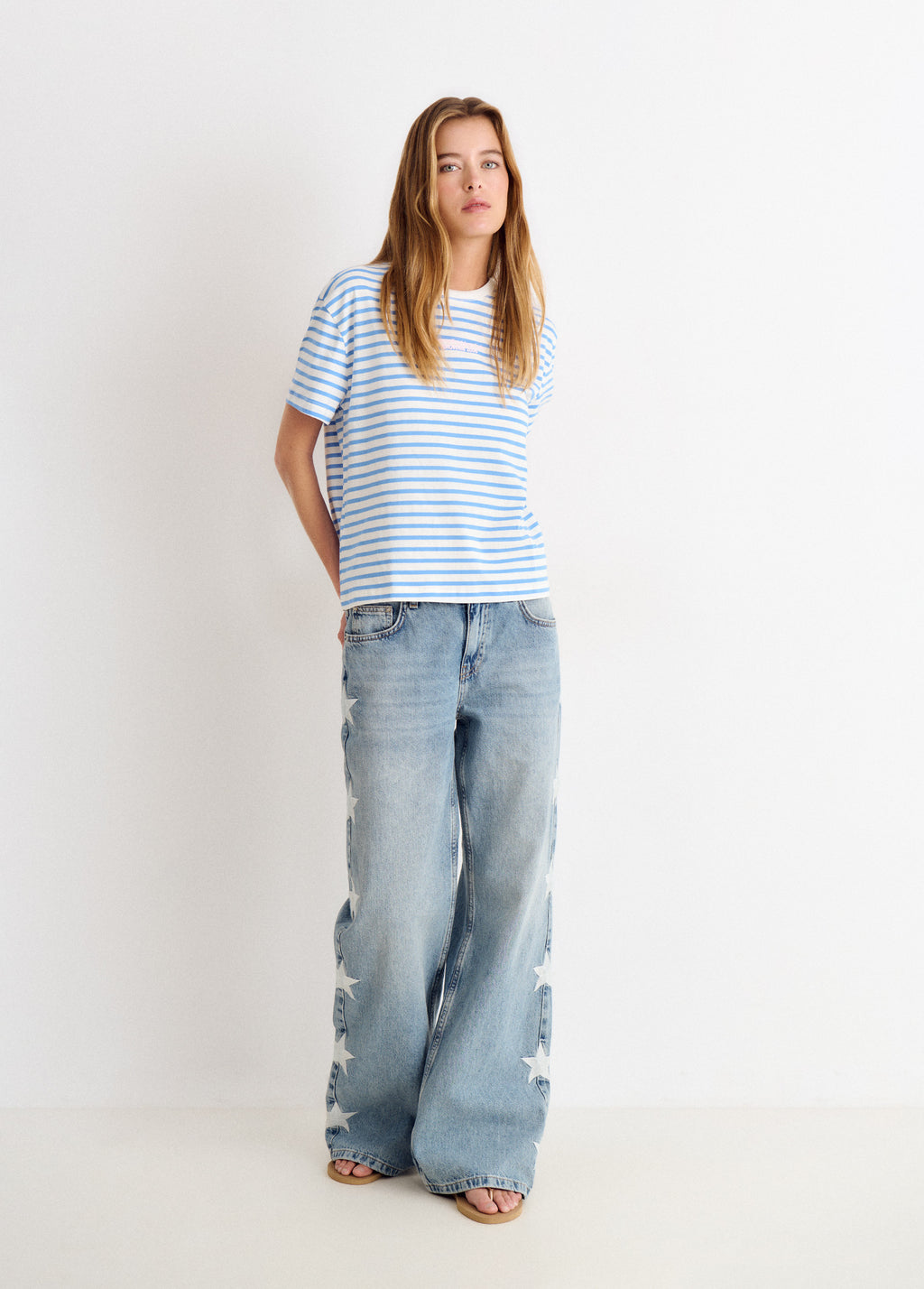 T-shirt met strepen en print