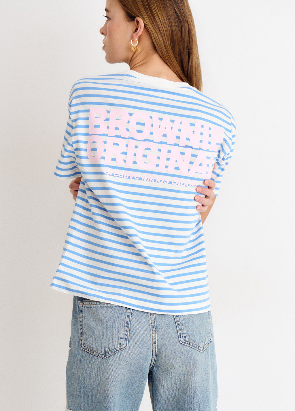 T-shirt met strepen en print