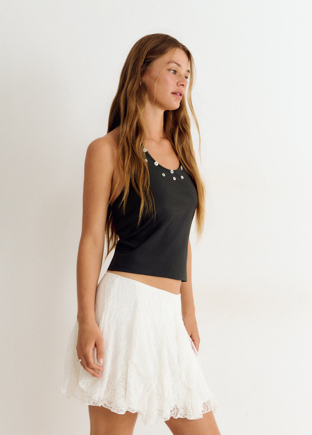 Lace ruffle skirt