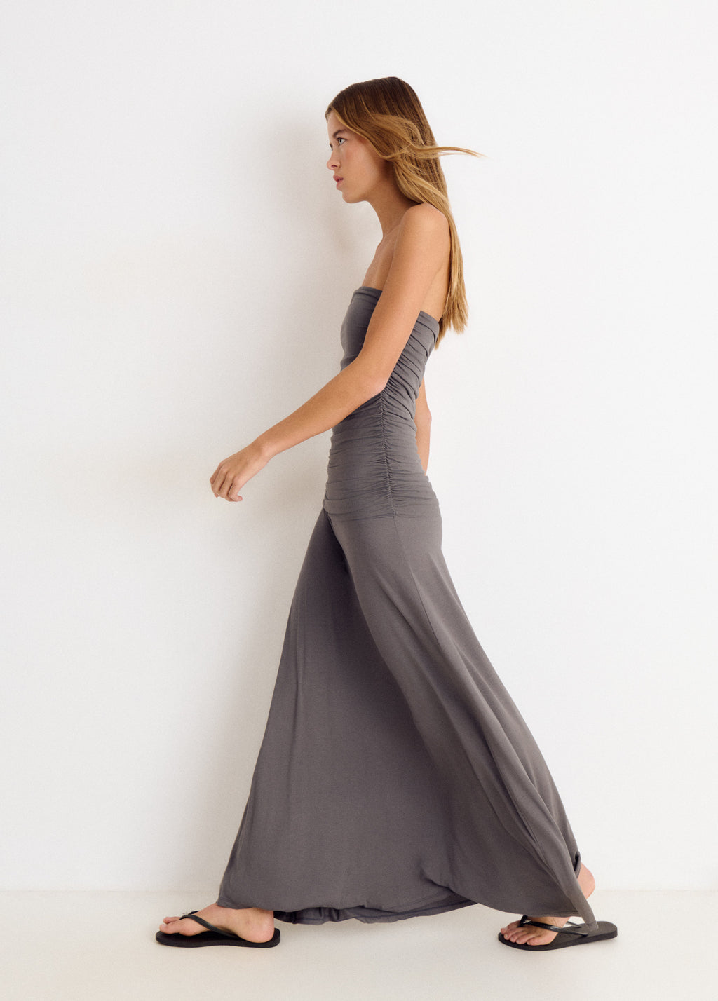 Vestido frunces largo
